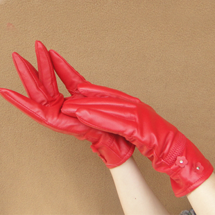Plane genuine leather gloves winter women's thermal sheepskin gloves