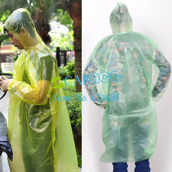 Plastic PE 2 PCS Travel rain coat disposable rain poncho Emergency Waterproof Raincoat 4 color 6648