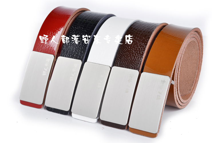 Plate belt female genuine leather plate buckle classic japanned leather strap 5544