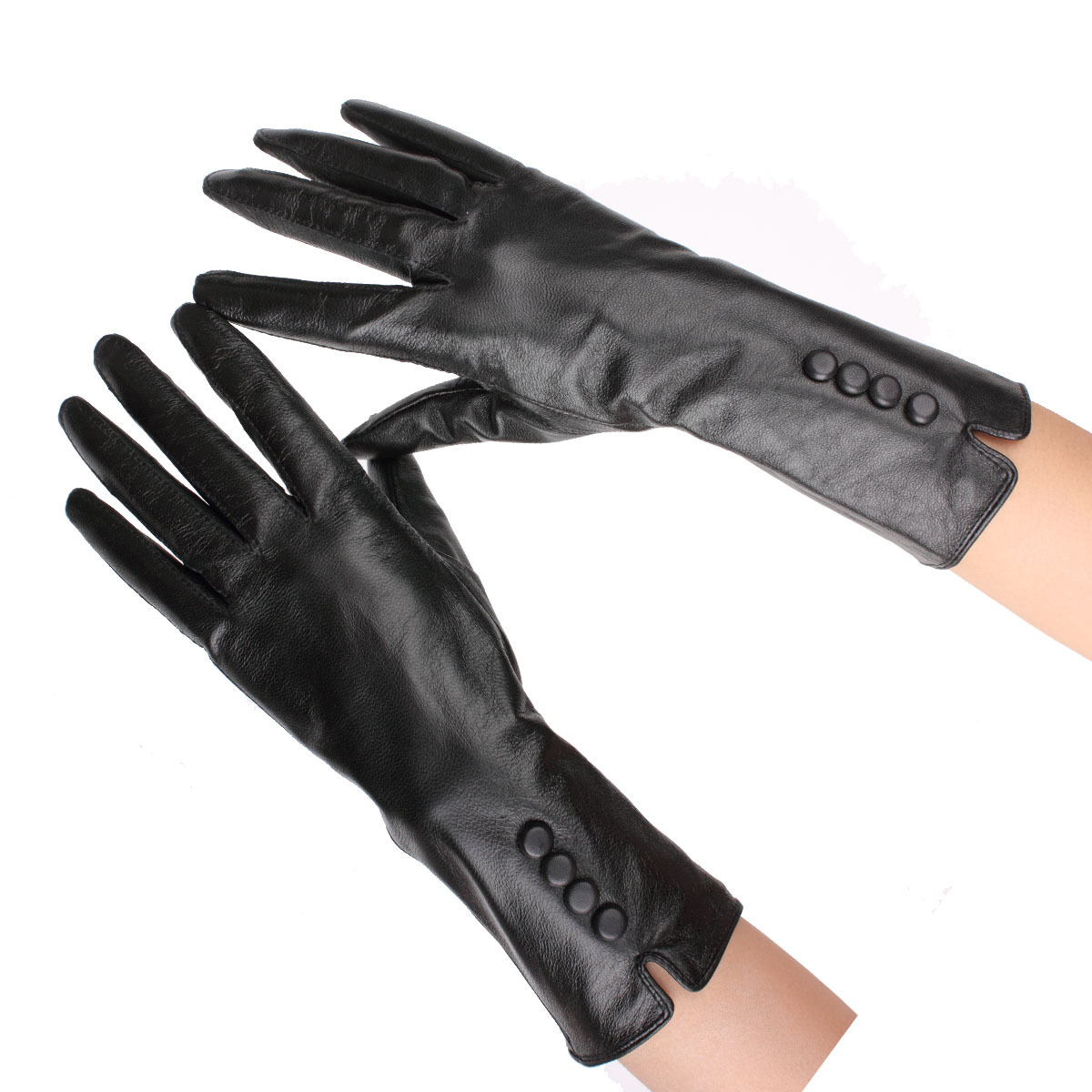 PLAYBOY quality fashion accessories sheepskin genuine leather gloves strap buckle women's