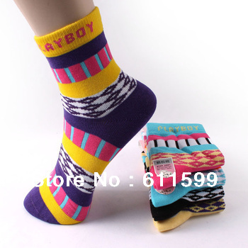 PLAYBOY women's sport socks  combed cotton female socks  Free shipping(12pairs/lot) good quality