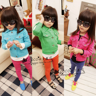 Pleasant baby wash water quality soft denim outerwear candy color denim outerwear