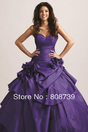 Pleated Bodice Dropped Waist Sleeveless Ball Gown Quinceanera Dress