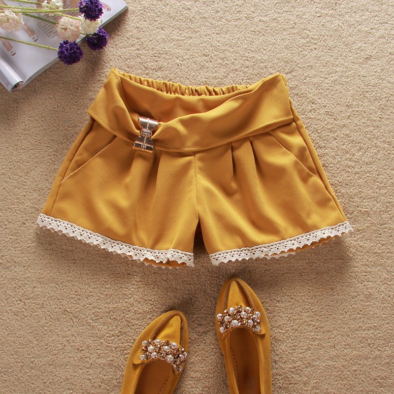 Pleated lace decoration bow decoration casual shorts 2012 summer women's hot trousers