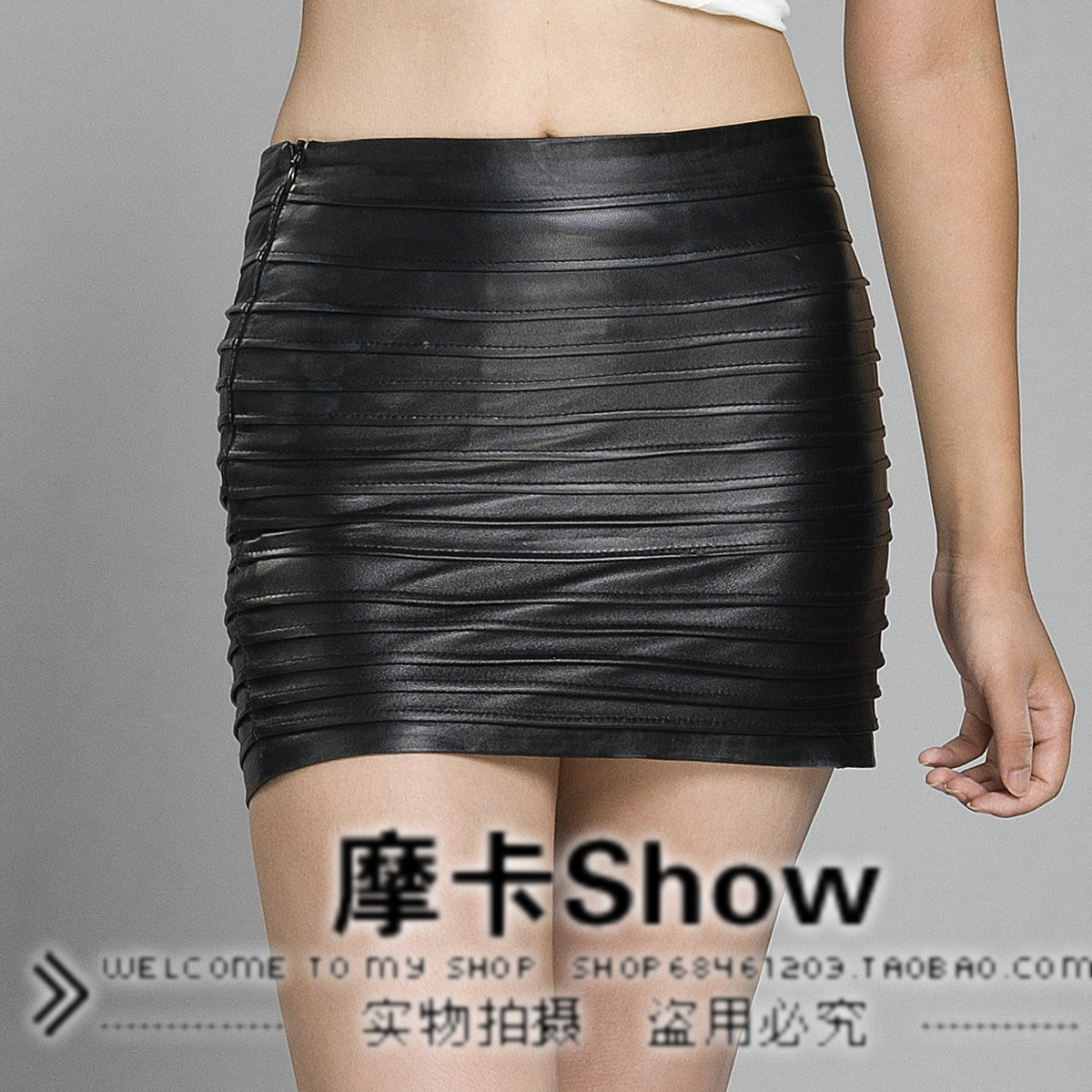 Pleated sheepskin leather skirt genuine leather skirt short skirt women's handbag bust skirt 2012 leather skirt