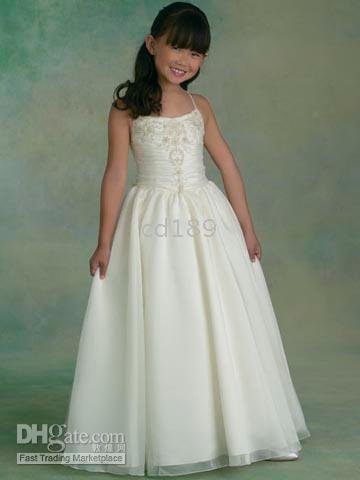 pleats embroidery organza Flower Grils Dress Custom-made Any color charming elegant floor-length