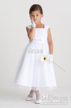pleats white organza Flower Grils Dress Custom-made Any color Lovely A-line Satin