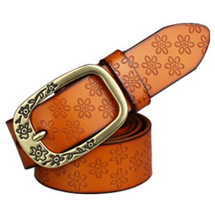 Plum blossom  buckle genuine leather women's belt female fashion strap,wholesale,free shipping