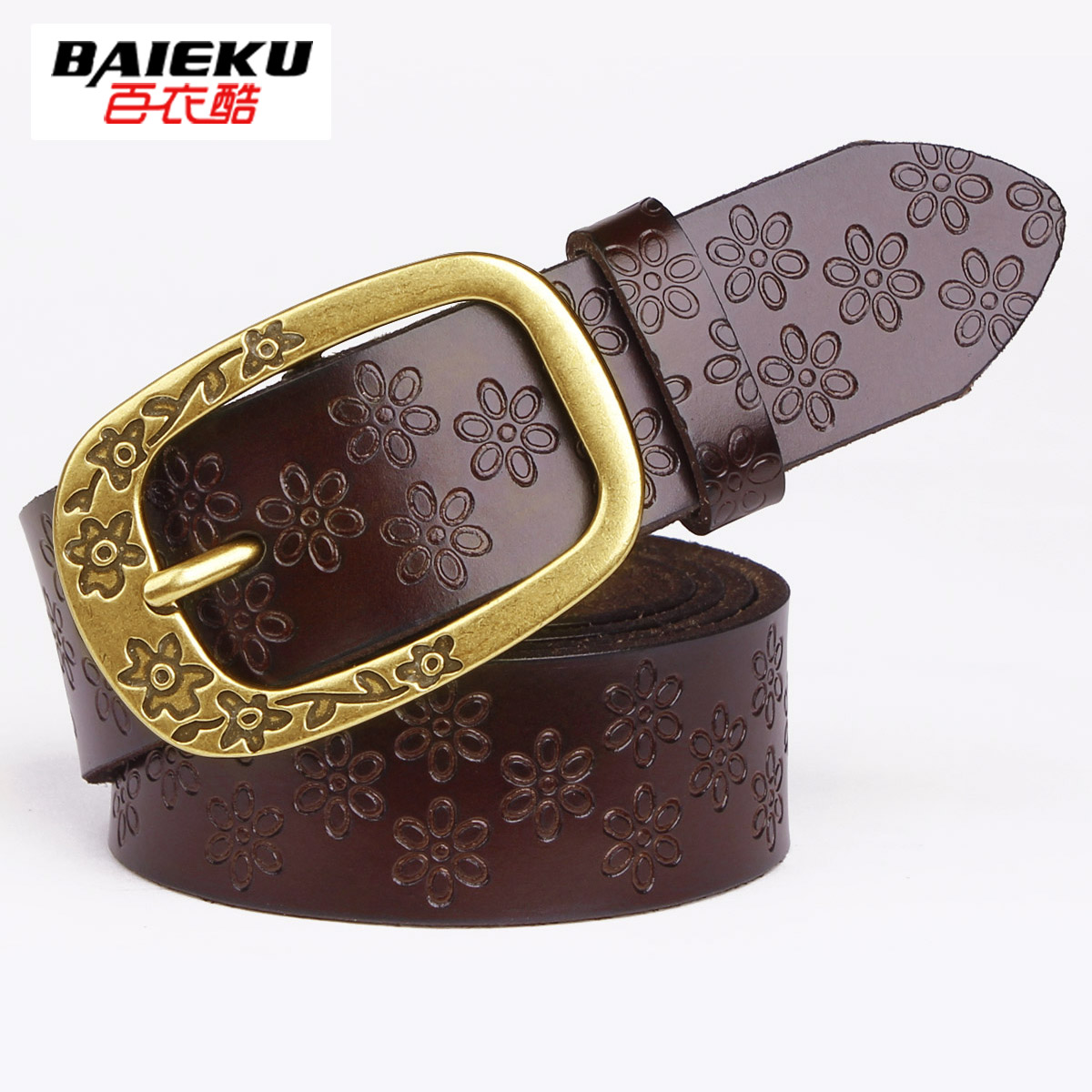 Plum buckle all-match cowhide women's belt Women genuine leather strap female vintage belt