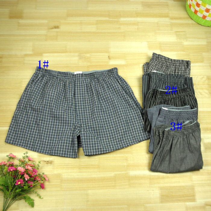 Plus size 100% cotton woven flat stripe Men plaid aro pants trunk shorts m120428