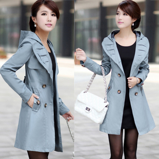 Plus size 2012 g spring and autumn casual outerwear slim trench thin long paragraph double breasted women's