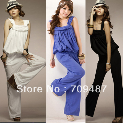 Plus size casual fashion summer loose jumpsuit slim bib pants jumpsuit spaghetti strap pants