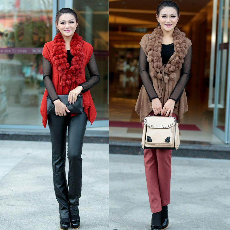 Plus size clothing autumn mm 2012 noble rabbit fur sweater sleeveless sweater vest cape