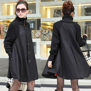 Plus size clothing long-sleeve woolen outerwear female autumn and winter cloak woolen overcoat trench female 2012