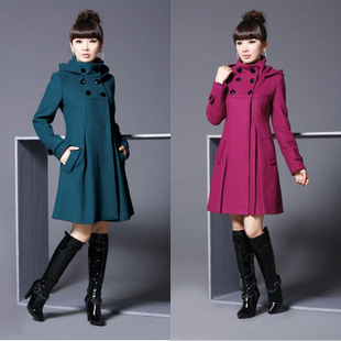 Plus size clothing mm winter long design thick outerwear woolen material overcoat trench