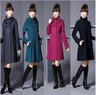 Plus size clothing mm winter long design thick outerwear woolen material overcoat trench