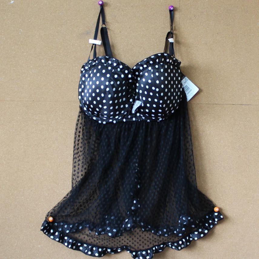 Plus size large cup 80c85c85d90d95d underwear bra spaghetti strap vest nightgown with wire small pants