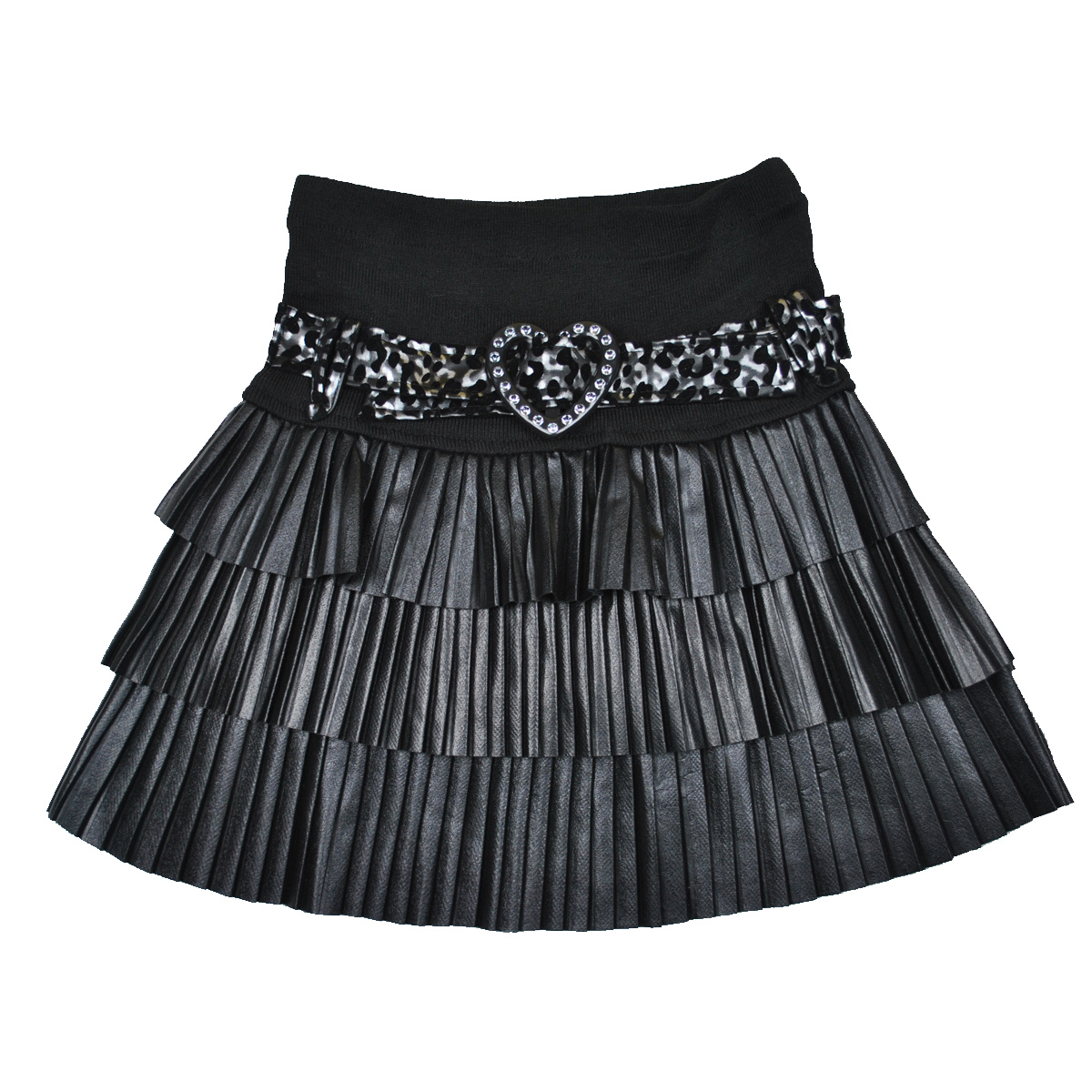 plus size leather skirt high waist short half-length skirt pleated skirt love belt leather skirt