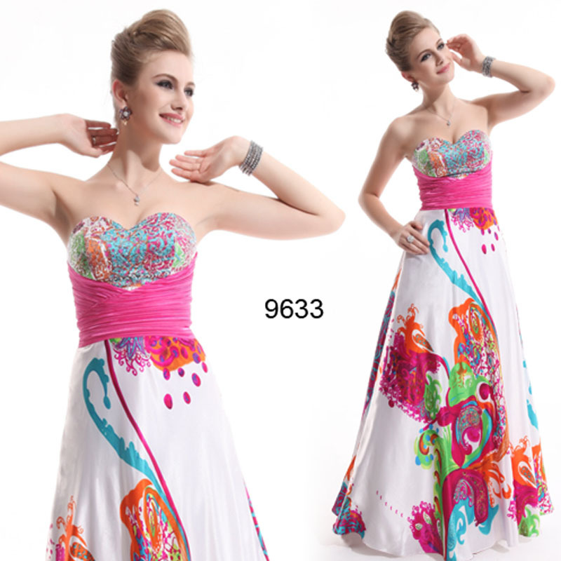 Plus size Long Printing Prom Dresses Sexy Sheath Sweetheart Evening Gown Beach Dress Free Shipping