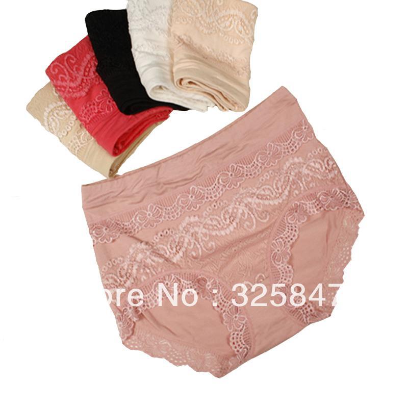 plus size mid waist female panties lace sexy seamless solid color women's briefs 3079