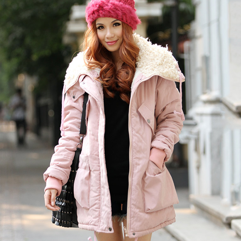 Plus size outerwear autumn and winter maternity outerwear wadded jacket long design trench lamb fleece thermal outerwear