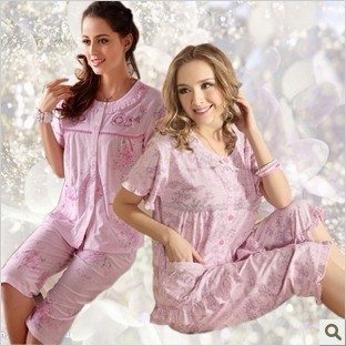 Plus size plus size plus size short-sleeve lounge 100% cotton female plus size sleepwear