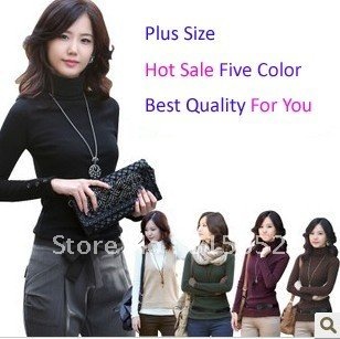 Plus Size S M L XL XXLFive Color   Hot sales long-sleeved turtleneck sweater women primer shirt sweater causal warm pullovers