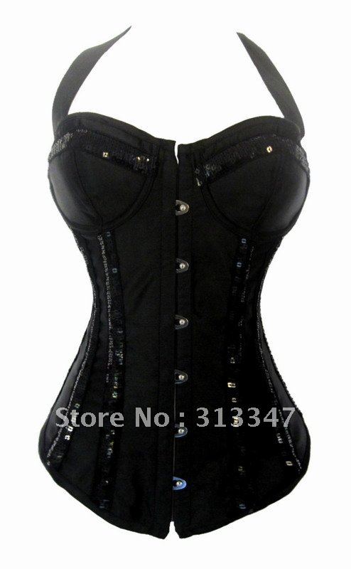 Plus size Sexy Lingerie black overbust Corset Intimates strapless shaper women clothes Free shipping Q1012