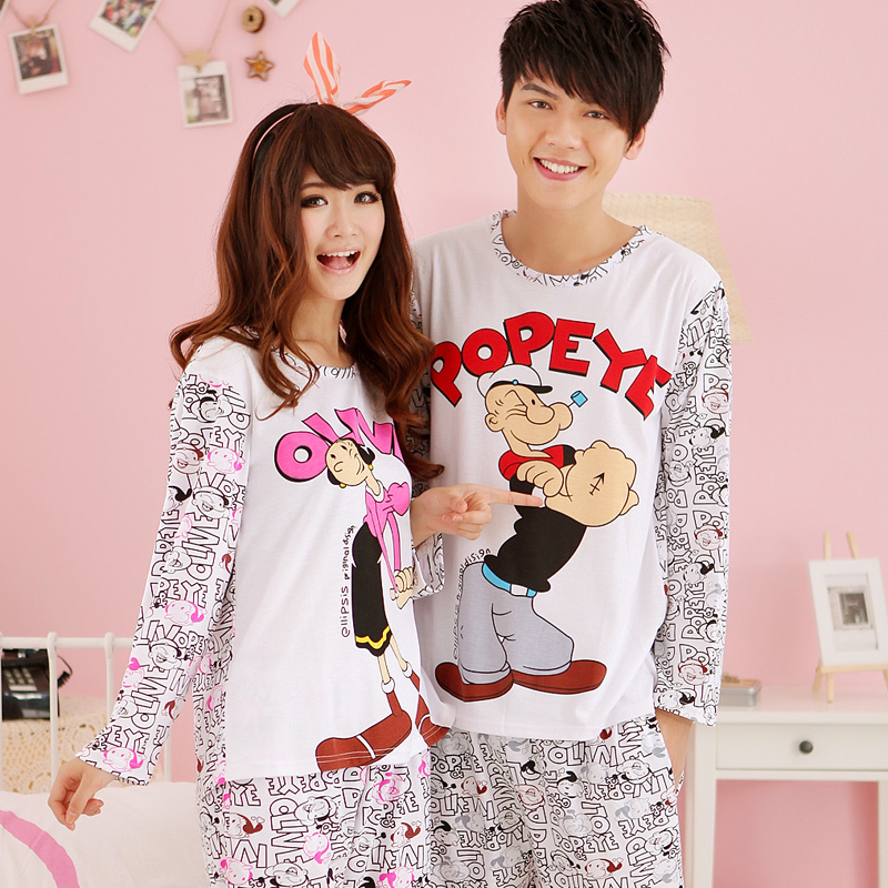 Plus size sleepwear cartoon mary POPEYE lounge lovers sleepwear female long-sleeve