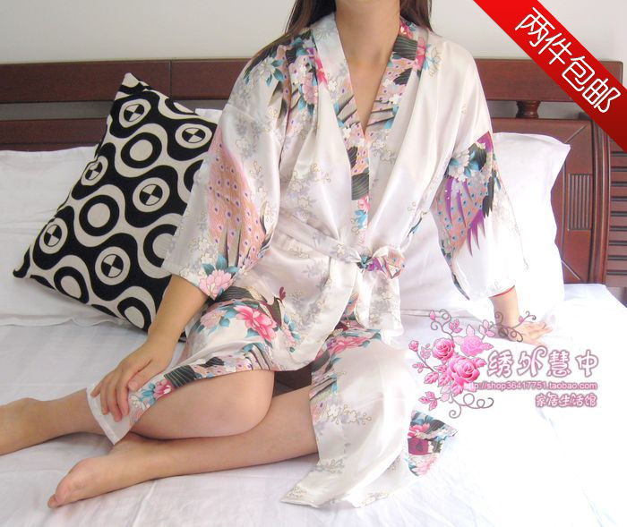 Plus size sleepwear women's faux silk sleepwear nightgown silk lounge separate robe chimar bathrobes white