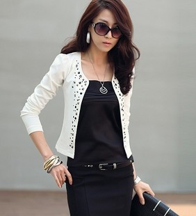Plus size slim mm blazer rivet long-sleeve small short jacket cardigan female