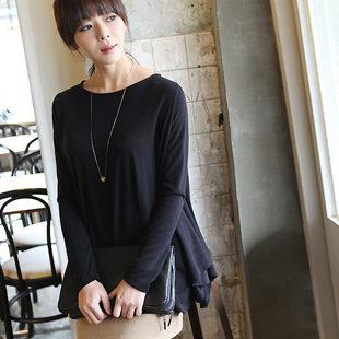 Plus size slit neckline elegant long-sleeve sweater batwing top shirt female Free Shipping