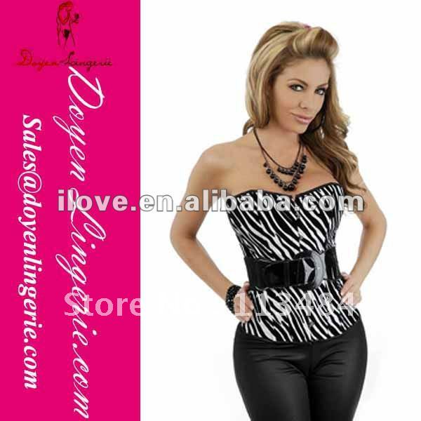 Plus Size Strapless Overbust Zebra Striped Sexy Slimming Suit Corsets And Bustiers With T-thong