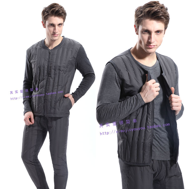 Plus size the elderly down thermal underwear thickening plus velvet male women's thick down thermal clothing vest