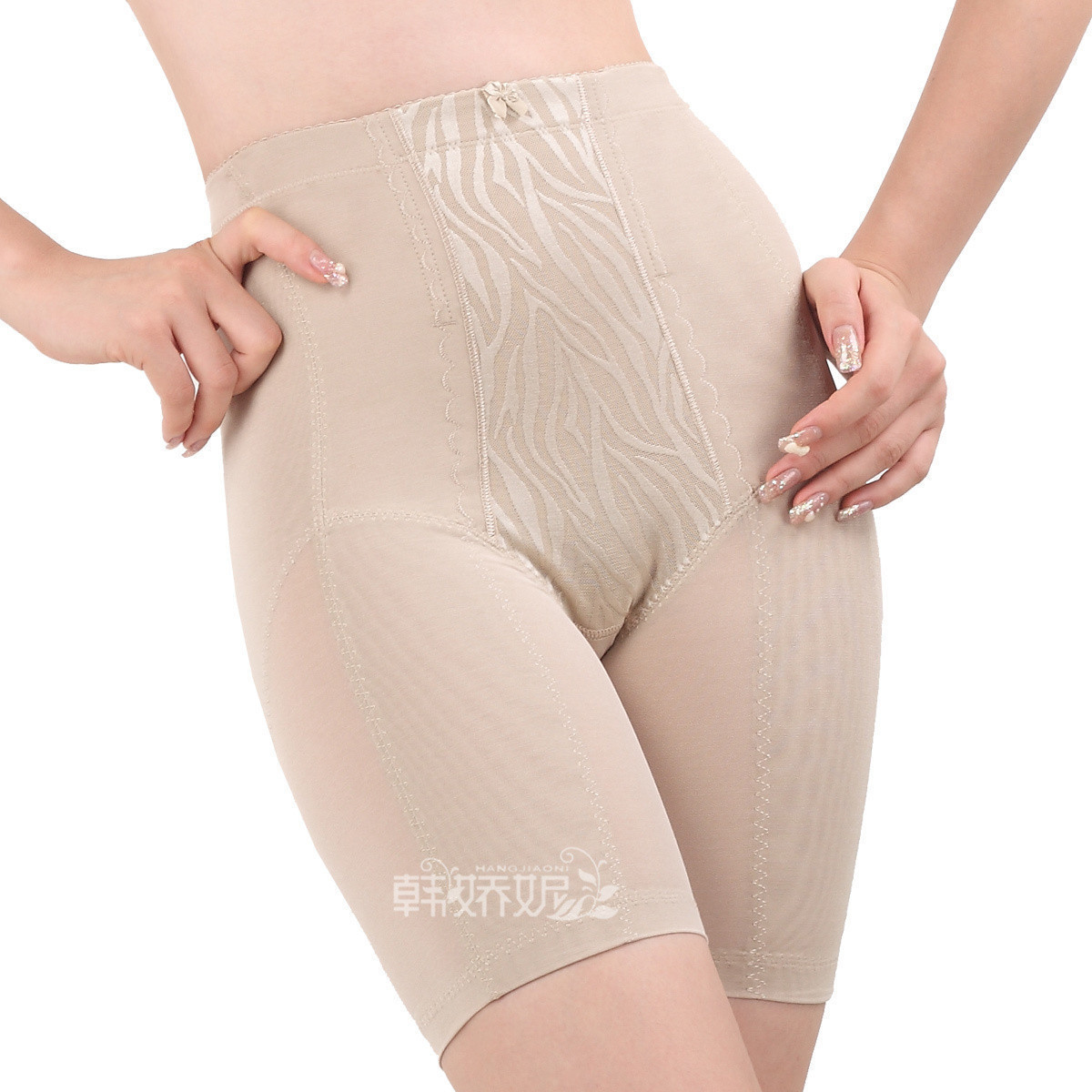 Plus size ultra-thin breathable pants bottom butt-lifting abdomen drawing stovepipe pants female mid waist body shaping panties