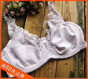 Plus size underwear plus size bra white lace cotton with wire 85e 90d large cup