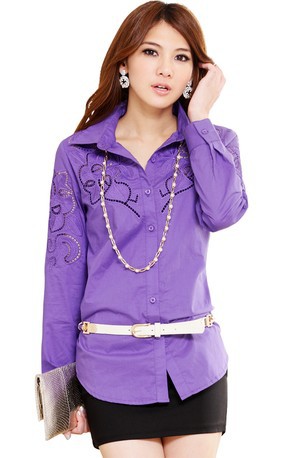 plus size women's spring and autumn retro  shirt long sleeve plus size shirt