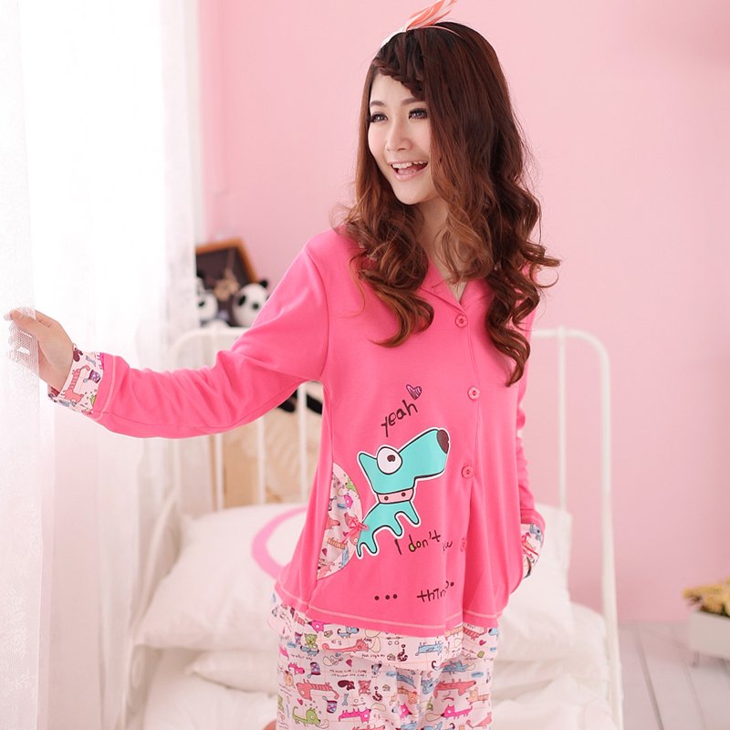 Plus size women's thickening women's winter set lounge spring and autumn female cotton long-sleeve sleepwear