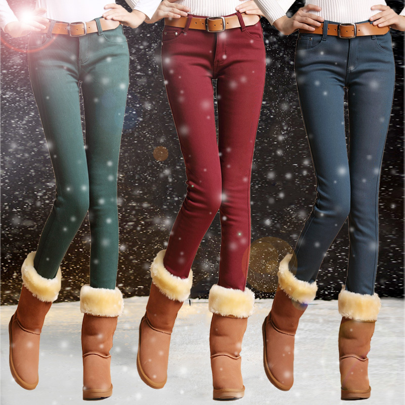 Plus velvet thickening pencil pants jeans female skinny pants plus velvet jeans female
