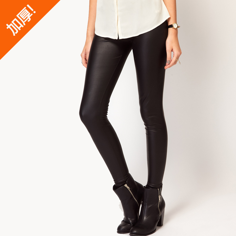 Plus velvet thickening thermal ! matt faux leather high waist pants legging bsk fashion winter 1-c