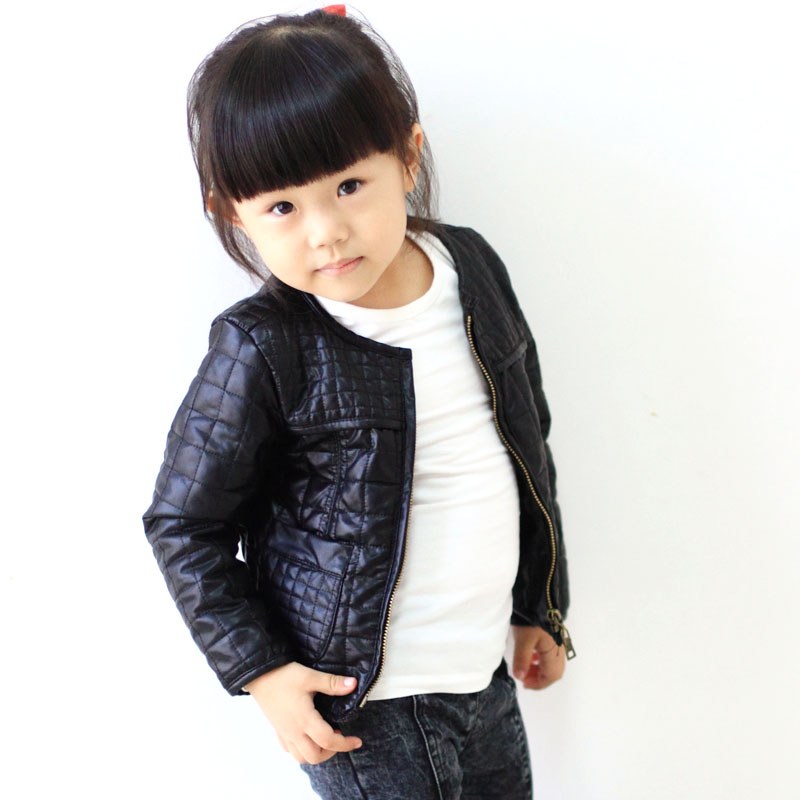 Plus wool small children's clothing autumn female child outerwear 2012 baby child leather clothing jacket autumn and winter