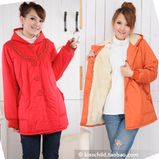 Plus wool with a hood   jacket winter  clothing  cotton-padded jacket thermal  free shipping