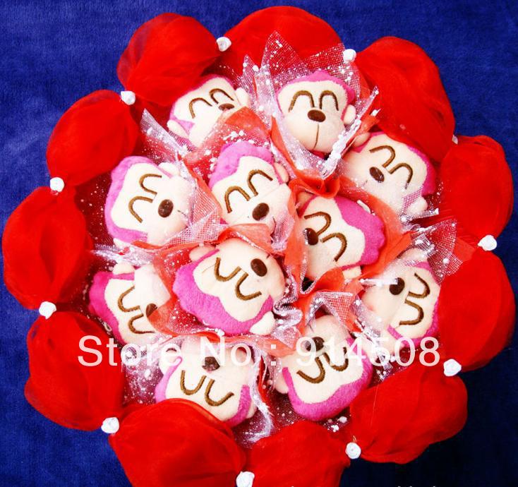 Plush doll cartoon bouquet dried flowers Valentine's Day christmas gifts artificial bouquet ZA612