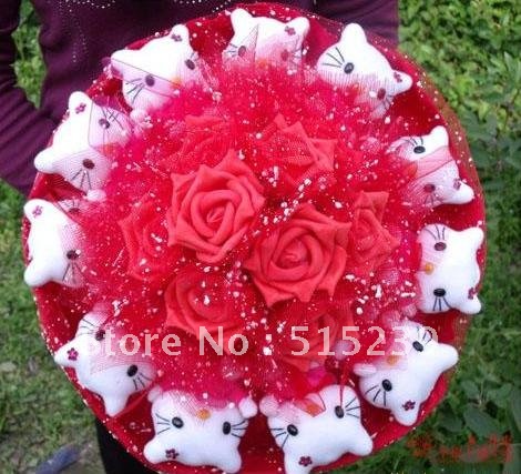 Plush doll toy cartoon bouquet creative birthday gift couples/Wedding Bouquet/Valentine Gift +free shipping  D922