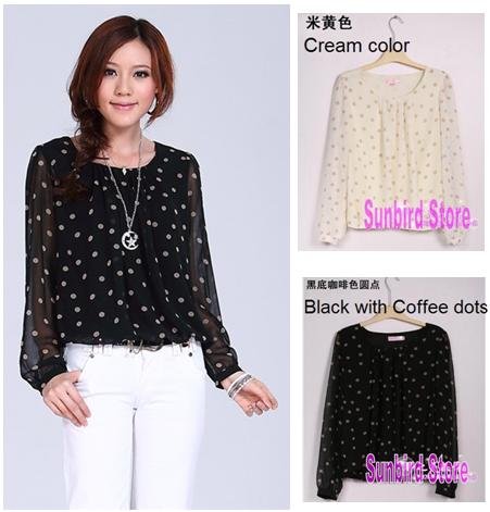 PM11, 2012 Fashion, Women/Lady Plus Size woven Chiffon long sleeve Blouse/Shirts. (5 colors)