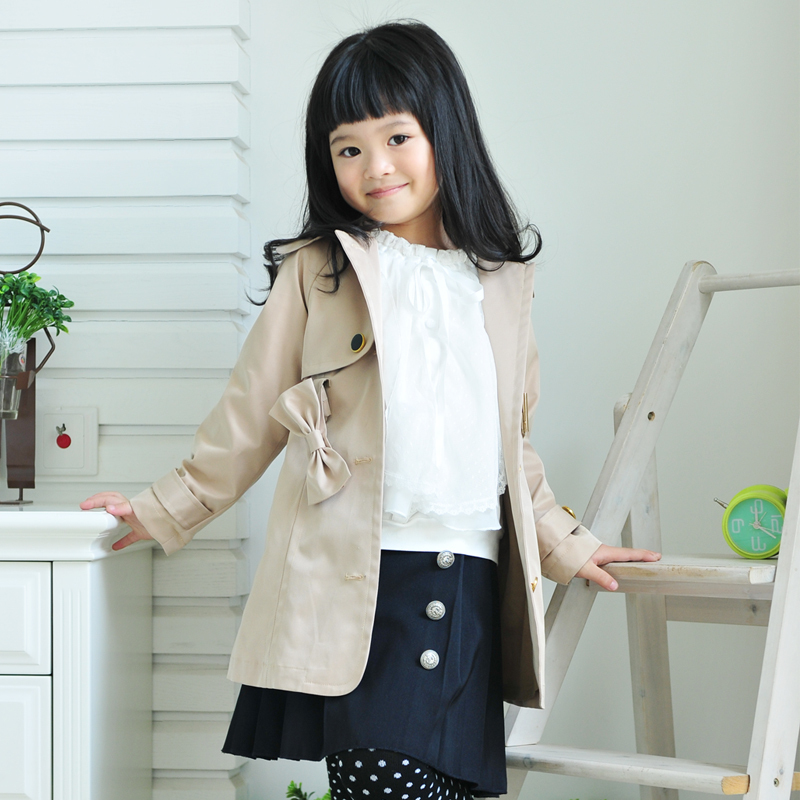 Pocket children's clothing female child outerwear child trench autumn outerwear autumn new arrival 2012
