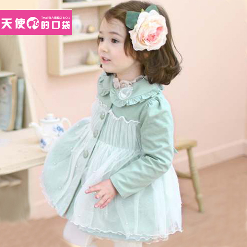 Pocket children's clothing gauze beading princess full cotton-padded coat female child 2013 spring