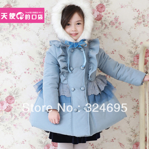 Pocket children's clothing smeared female child wadded jacket child cotton-padded jacket autumn and winter wadded jacket