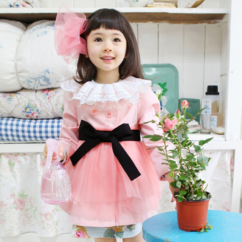 Pocket children's clothing yarn princess outerwear female child trench 2012 autumn
