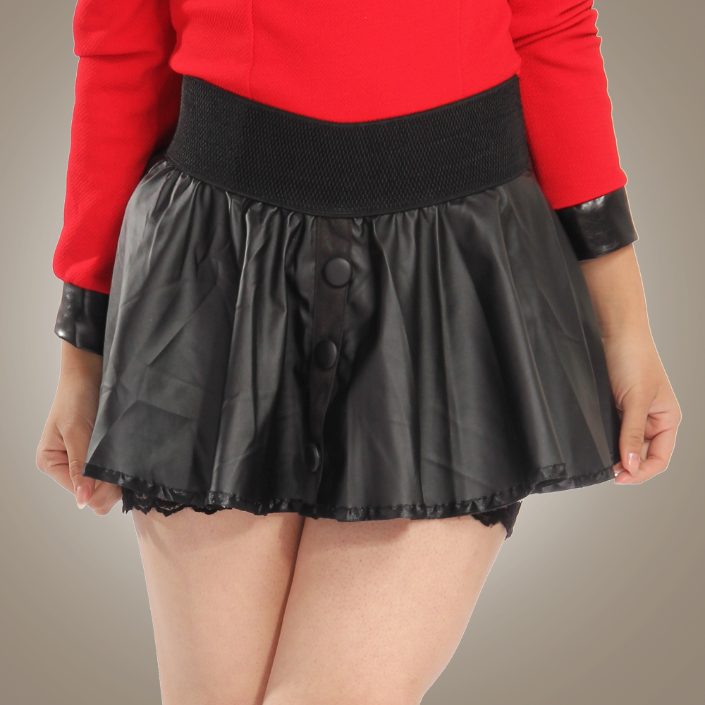 Poem high quality d22100 skorts autumn and winter bust skirt winter short skirt female  leather skorts